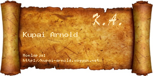 Kupai Arnold névjegykártya